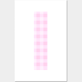 Pink Letter I in Plaid Pattern Background. Posters and Art